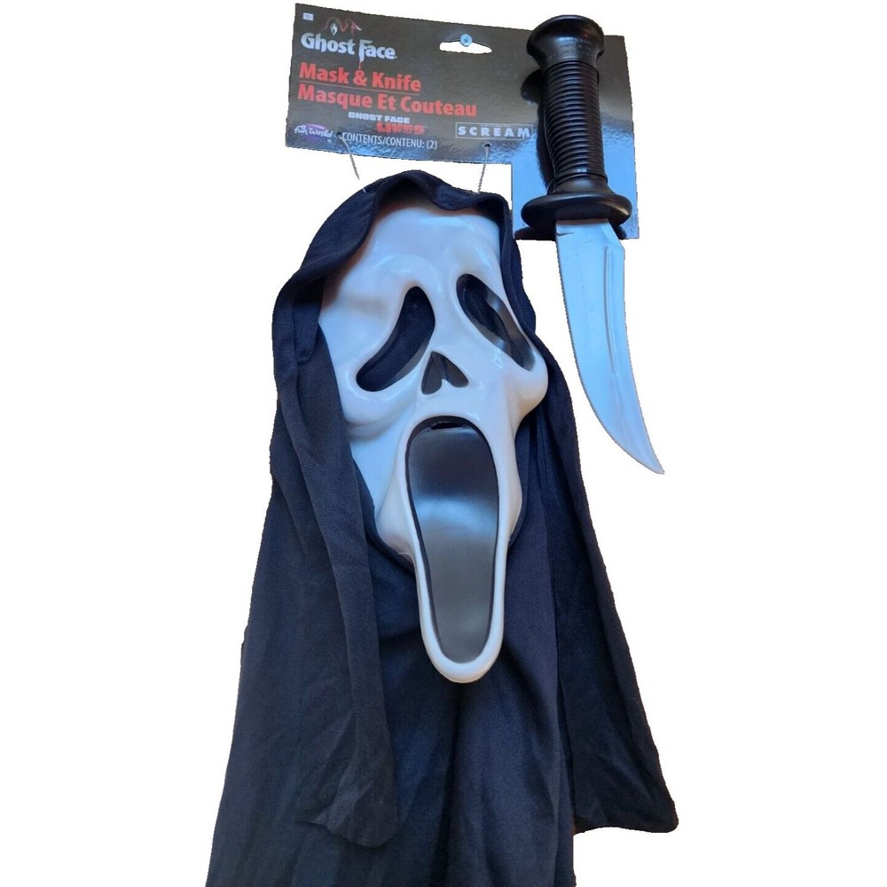 Scream Mask With Hood and Knife Halloween Horror Movie New